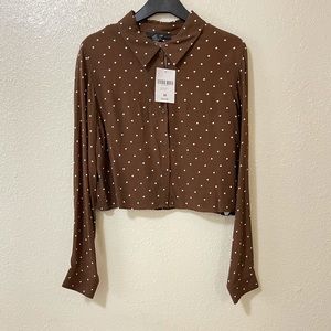 NWT! Forever 21 Polka Dots Long Sleeve Blouse!